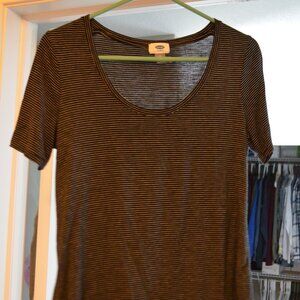 Womens Old Navy Black & White Stripe Flow Shirt, Scoop Neck, X-Small, S/S